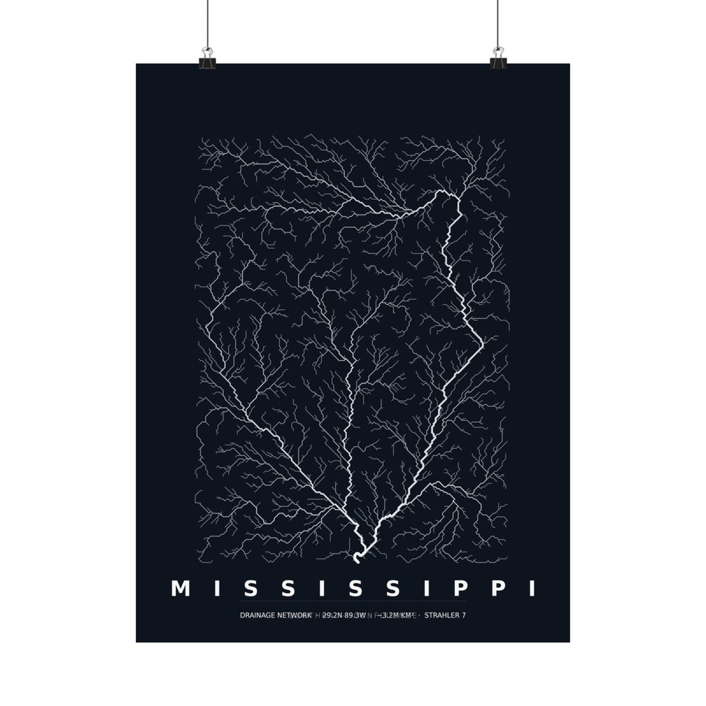 Mississippi Poster - Modeled Drainage Network Art Wall Art