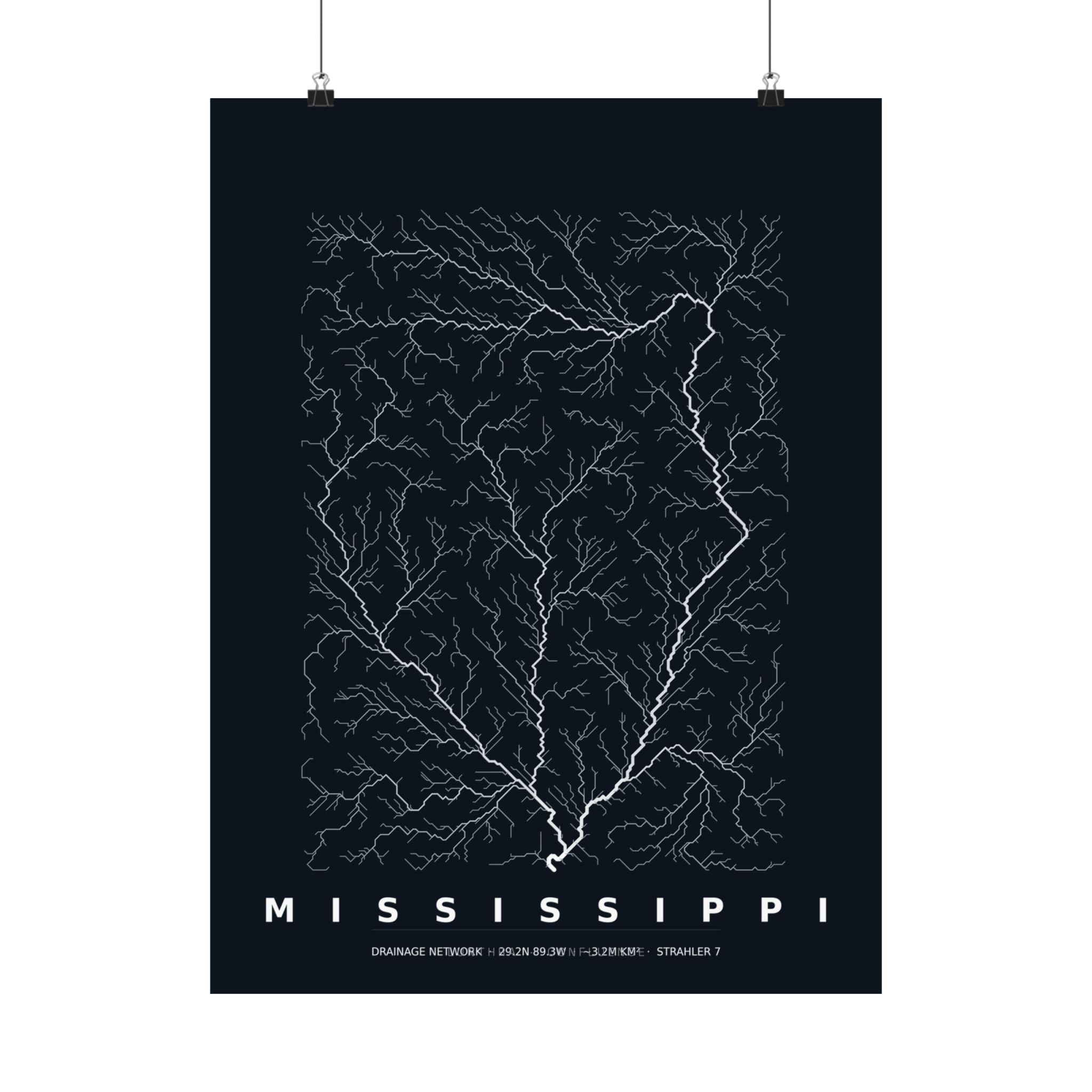 Mississippi Poster - Modeled Drainage Network Art Wall Art