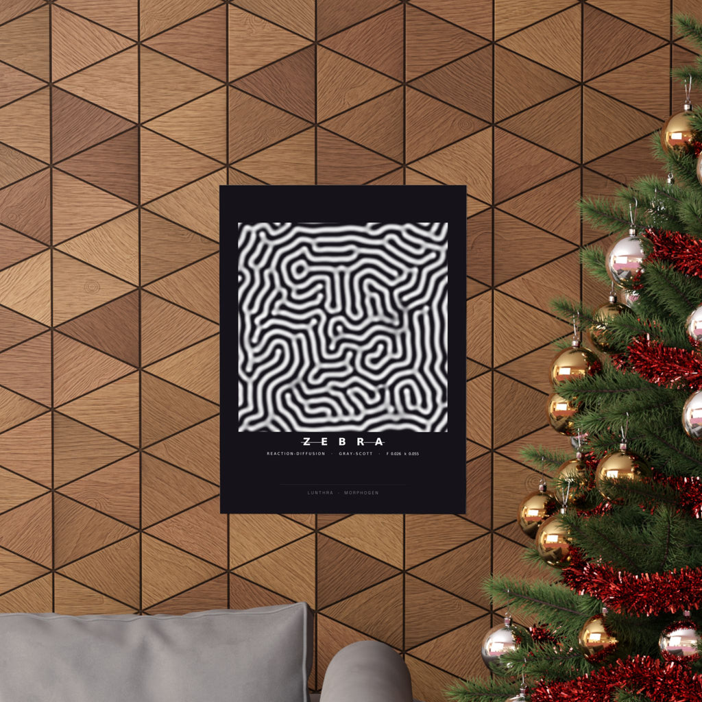 Zebra Poster - Turing Reaction-Diffusion Art Wall Art