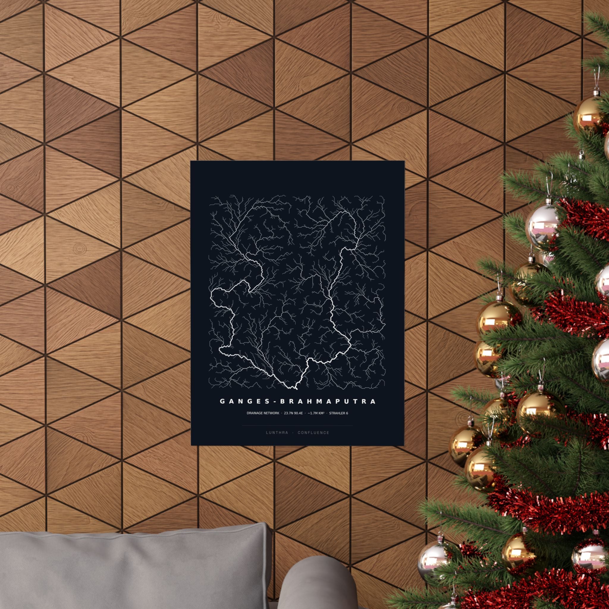 Ganges-Brahmaputra Poster - Modeled Drainage Network Art Wall Art