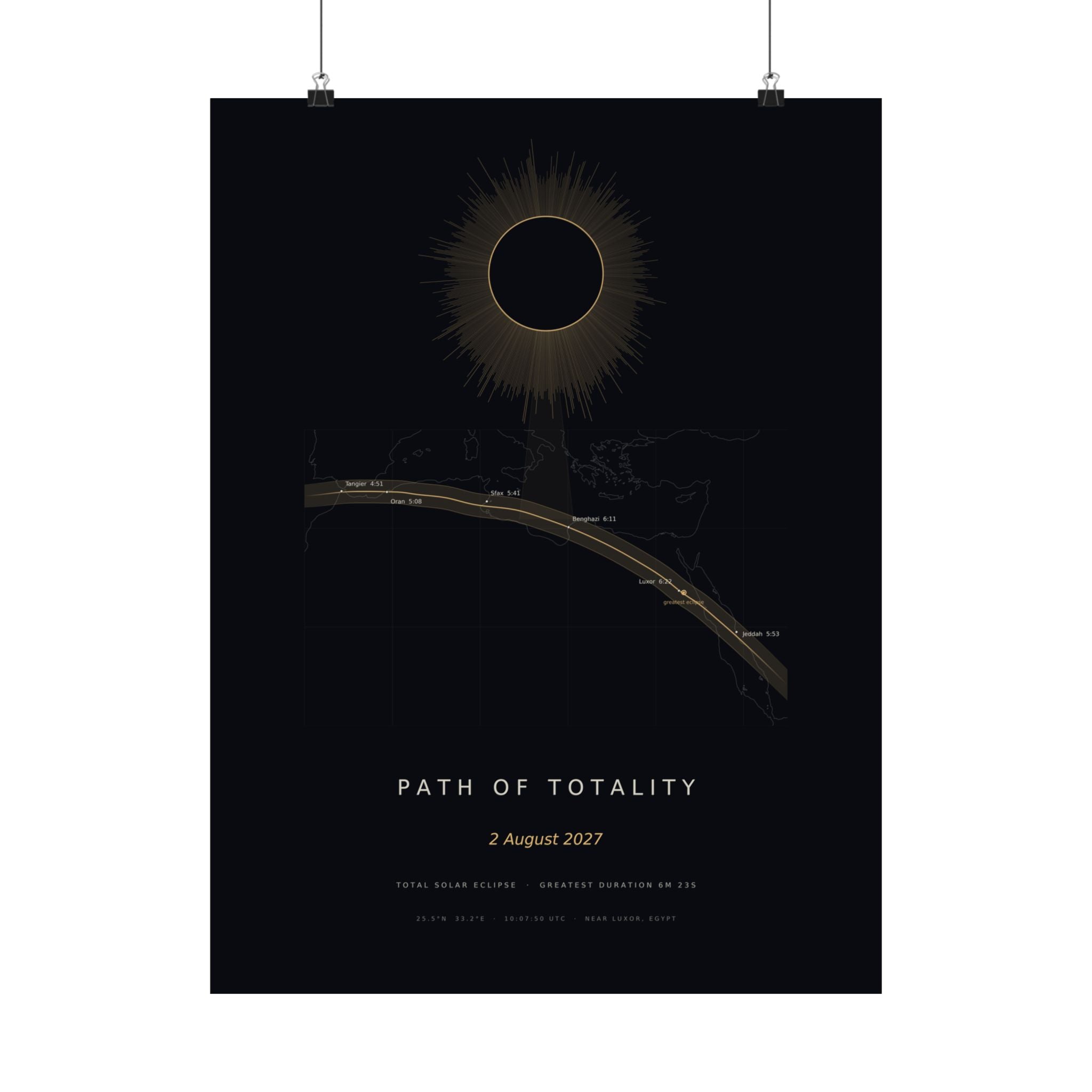 Path of Totality — 2027 Total Solar Eclipse Poster