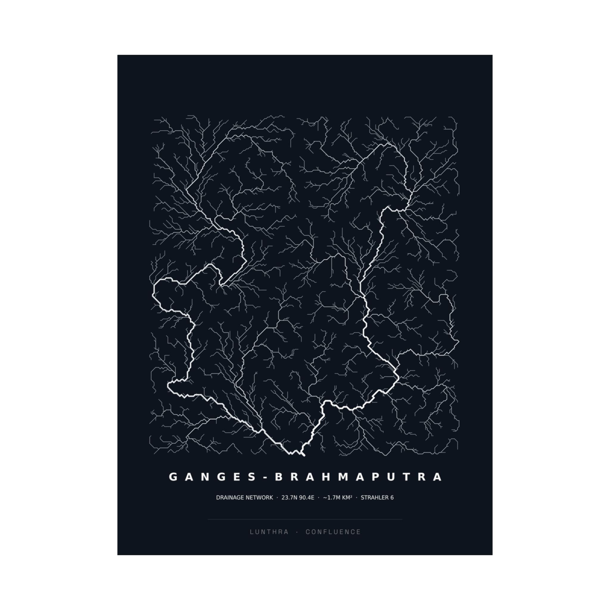 Ganges-Brahmaputra Poster - Modeled Drainage Network Art Wall Art