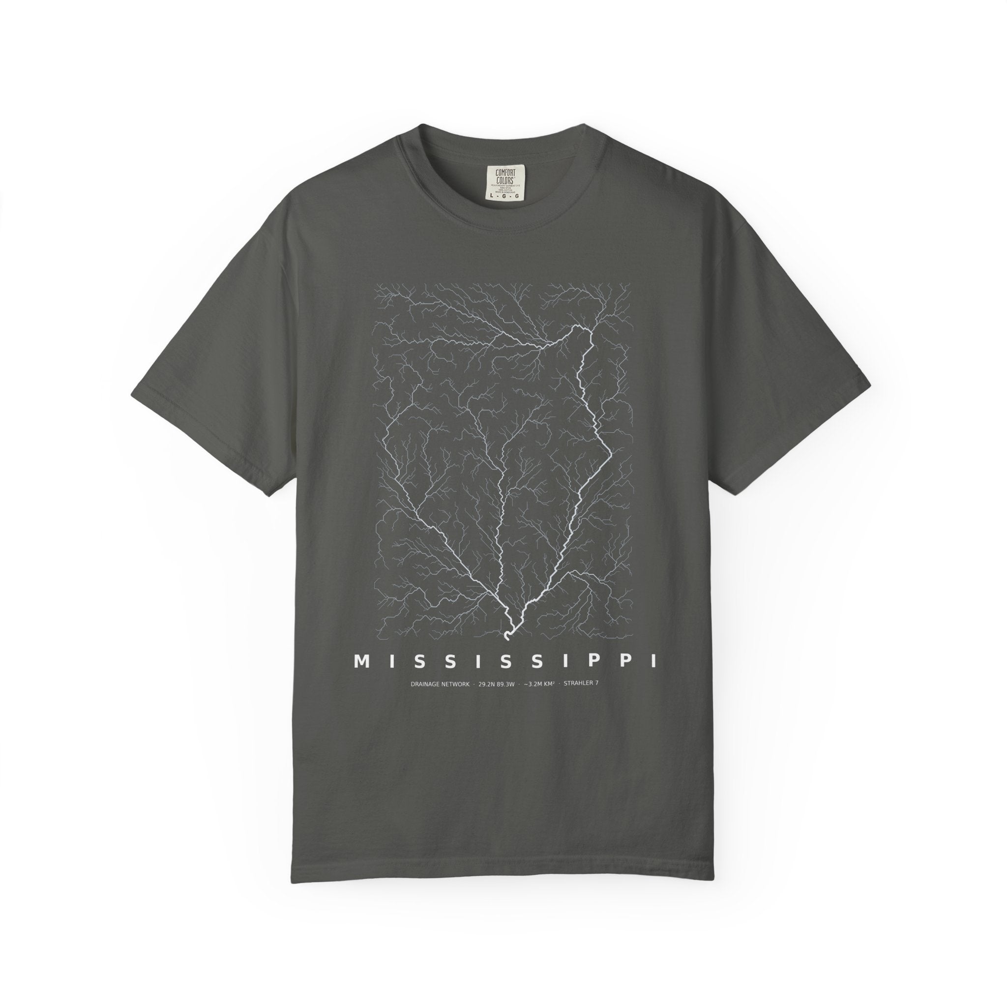 Mississippi Tee - Modeled Drainage Network Art | Men's