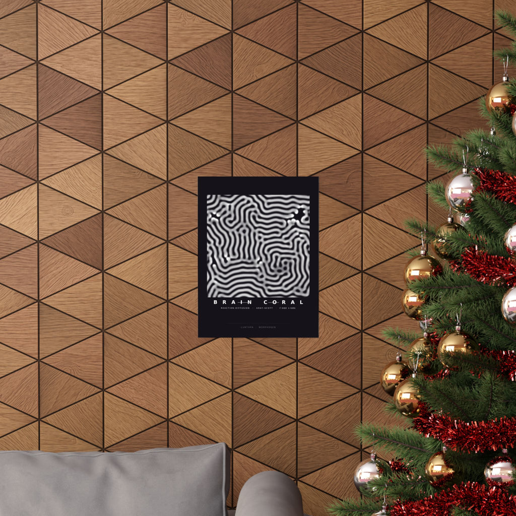 Brain Coral Poster - Turing Reaction-Diffusion Art Wall Art