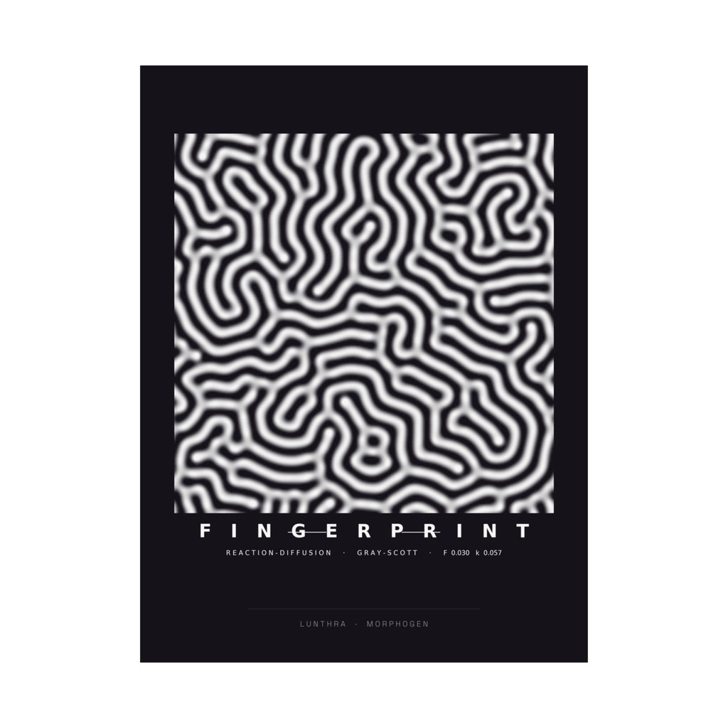 Fingerprint Poster - Turing Reaction-Diffusion Art Wall Art