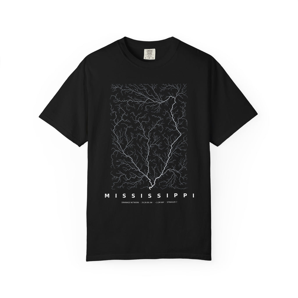 Mississippi Tee - Modeled Drainage Network Art | Men's