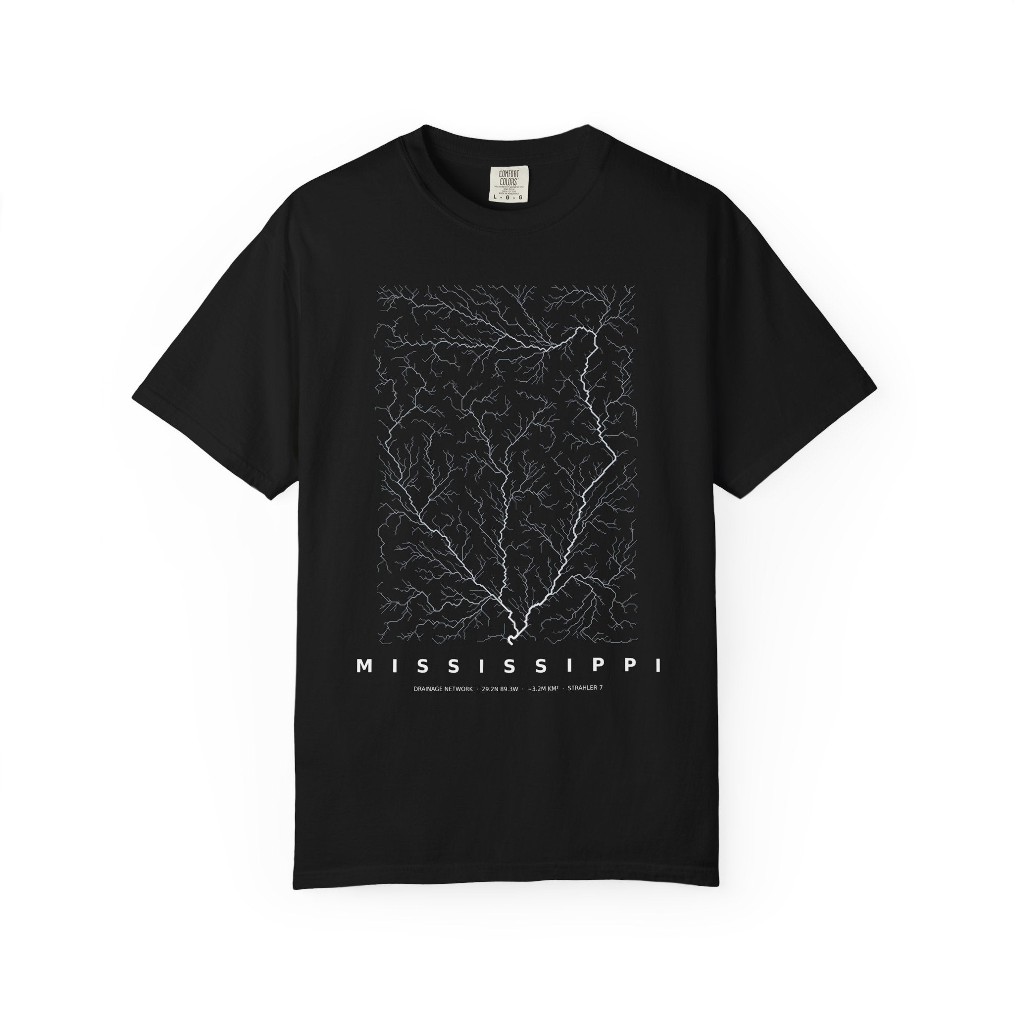 Mississippi Tee - Modeled Drainage Network Art | Men's