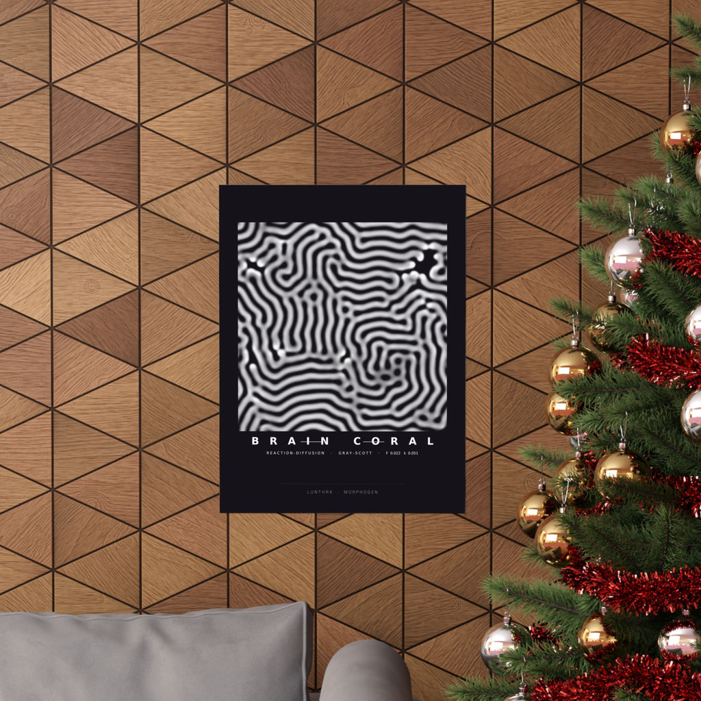 Brain Coral Poster - Turing Reaction-Diffusion Art Wall Art