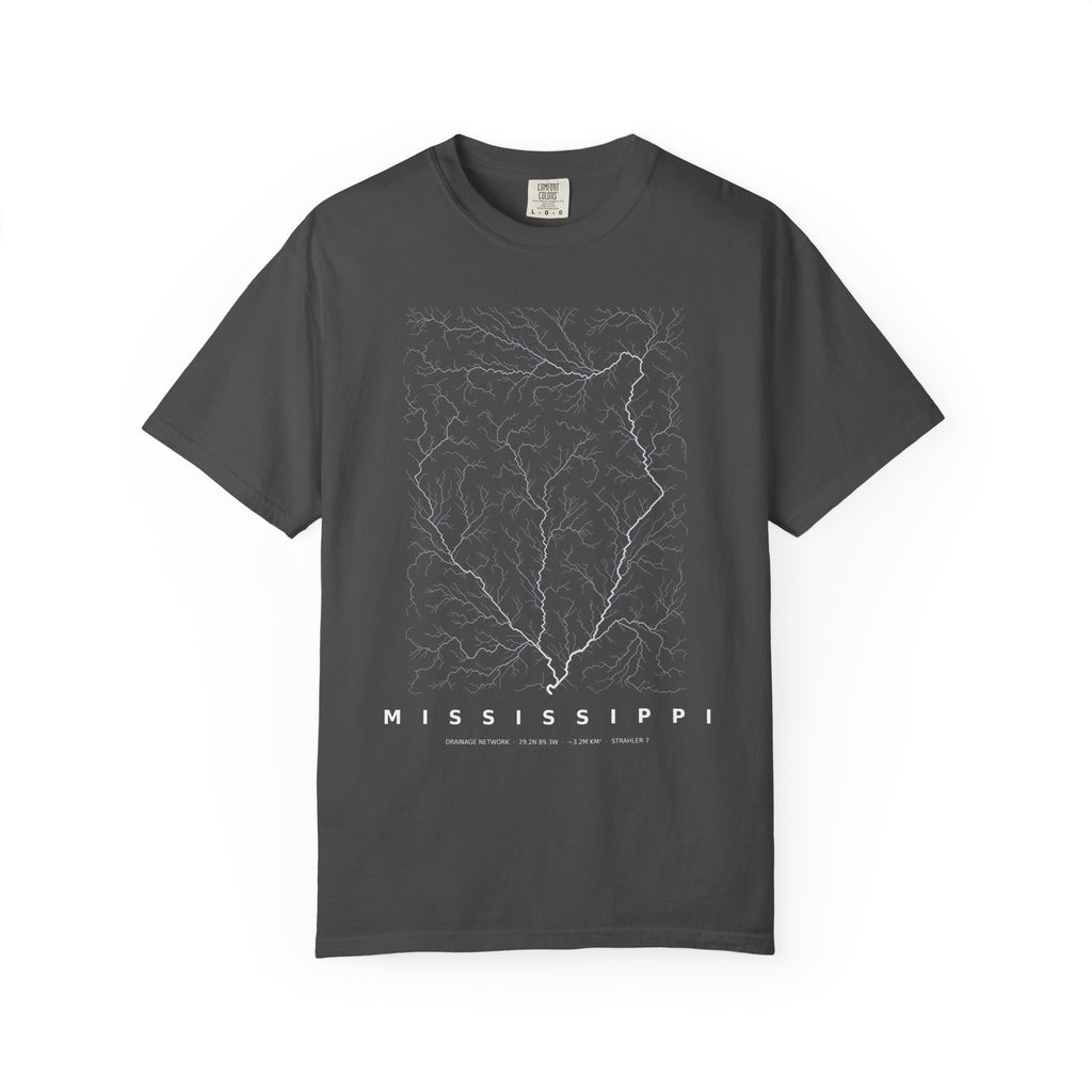 Mississippi Tee - Modeled Drainage Network Art | Men's