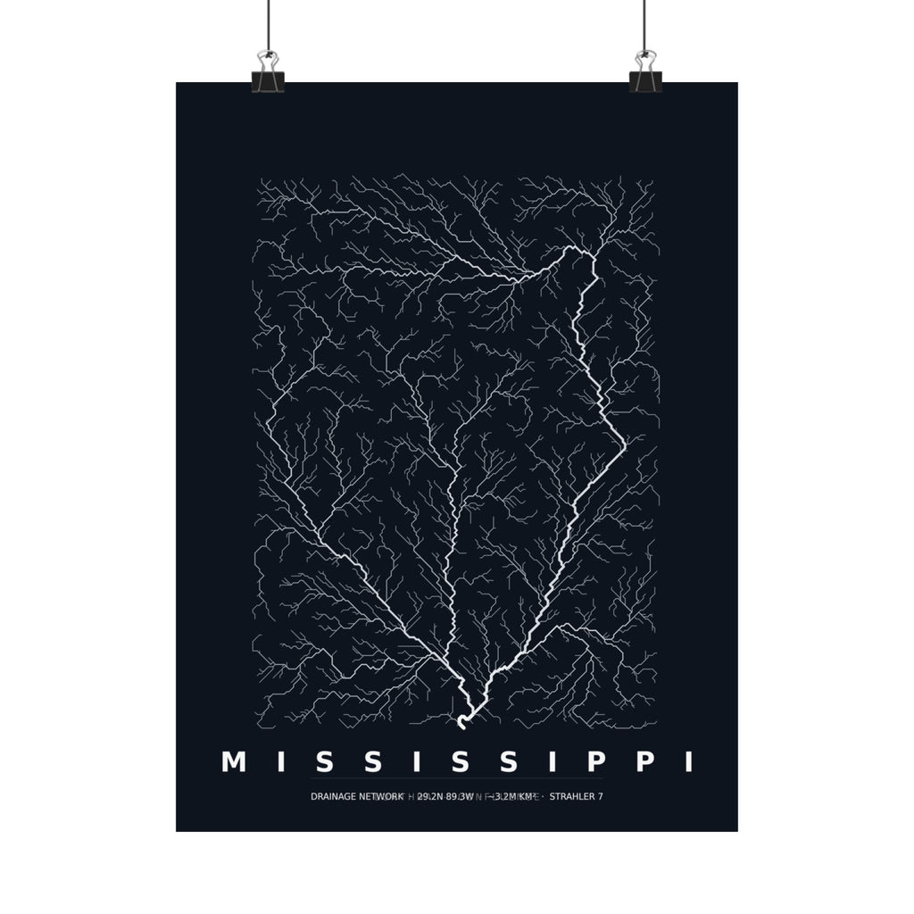 Mississippi Poster - Modeled Drainage Network Art Wall Art