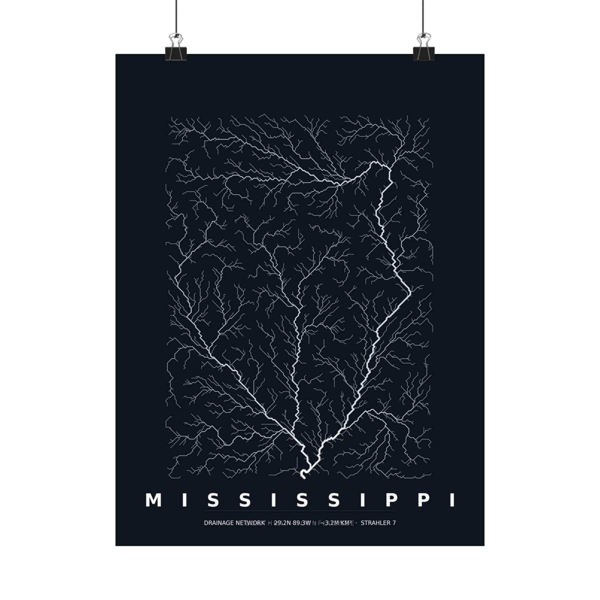 Mississippi Poster - Modeled Drainage Network Art Wall Art