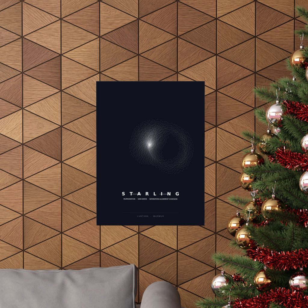 Starling Murmuration Poster - Boids Flocking Model Art Wall Art