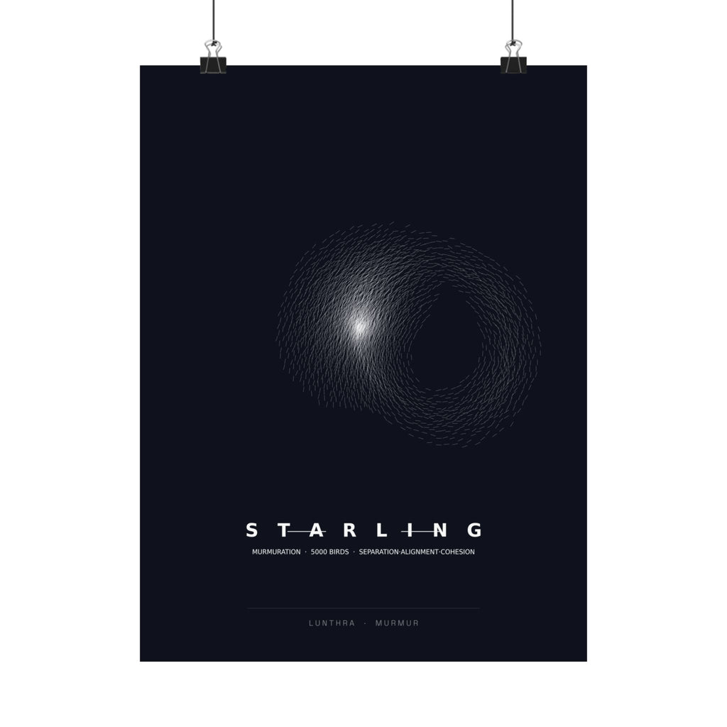 Starling Murmuration Poster - Boids Flocking Model Art Wall Art