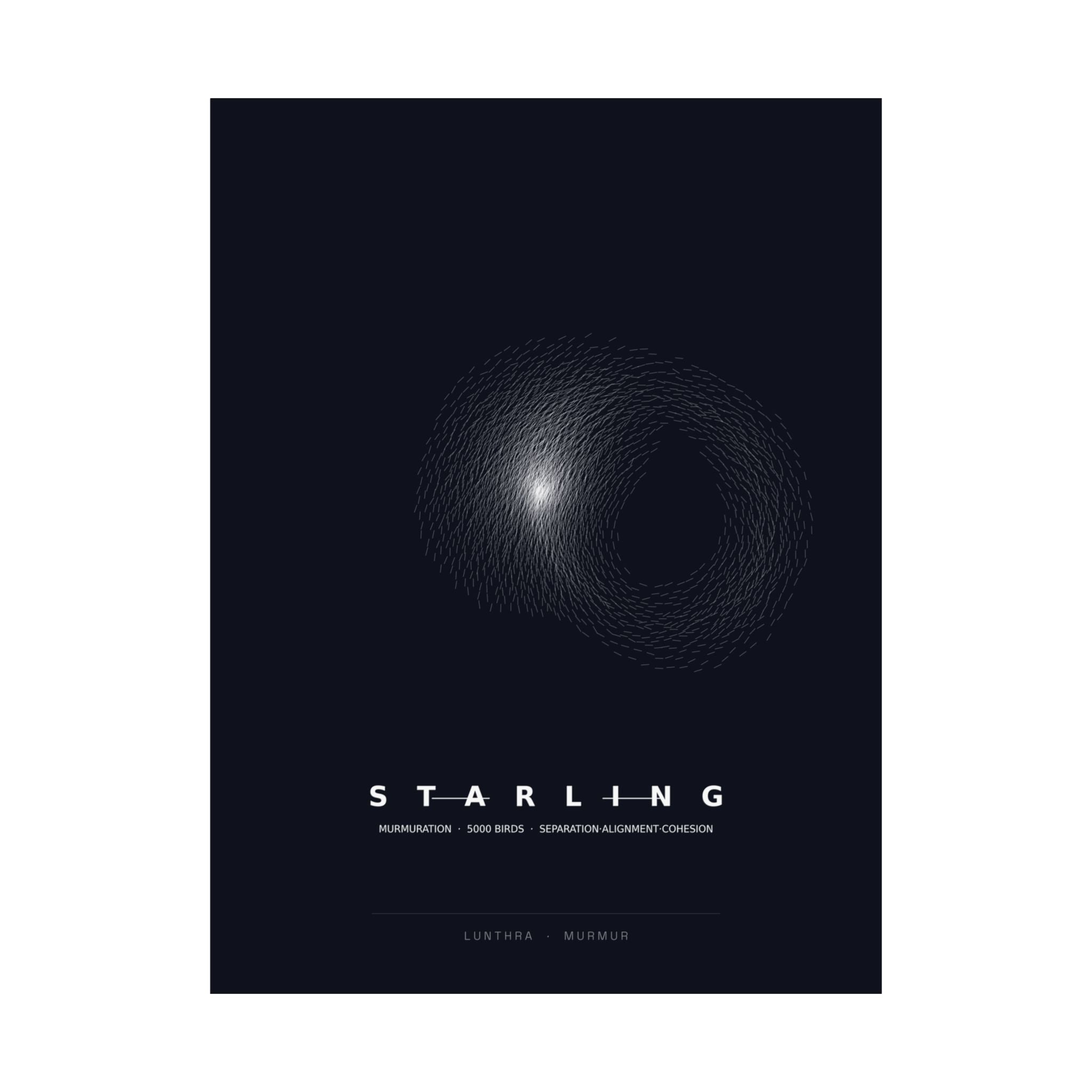 Starling Murmuration Poster - Boids Flocking Model Art Wall Art
